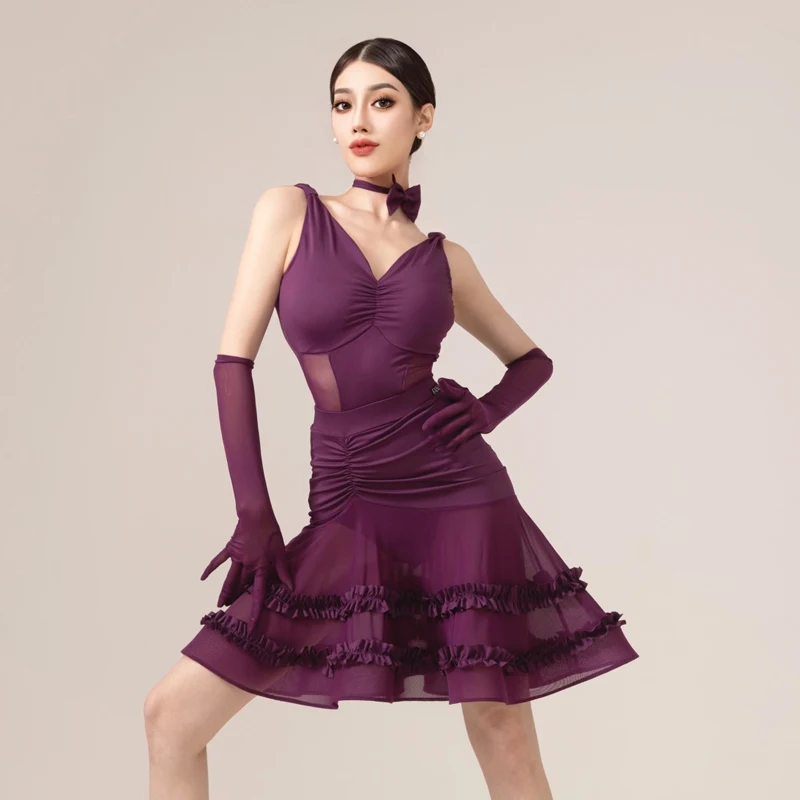 Women'S Latin Dance Performance Clothing Sexy Chacha Samba Costumes Adults Stage Competition Dancing Wear SL11221