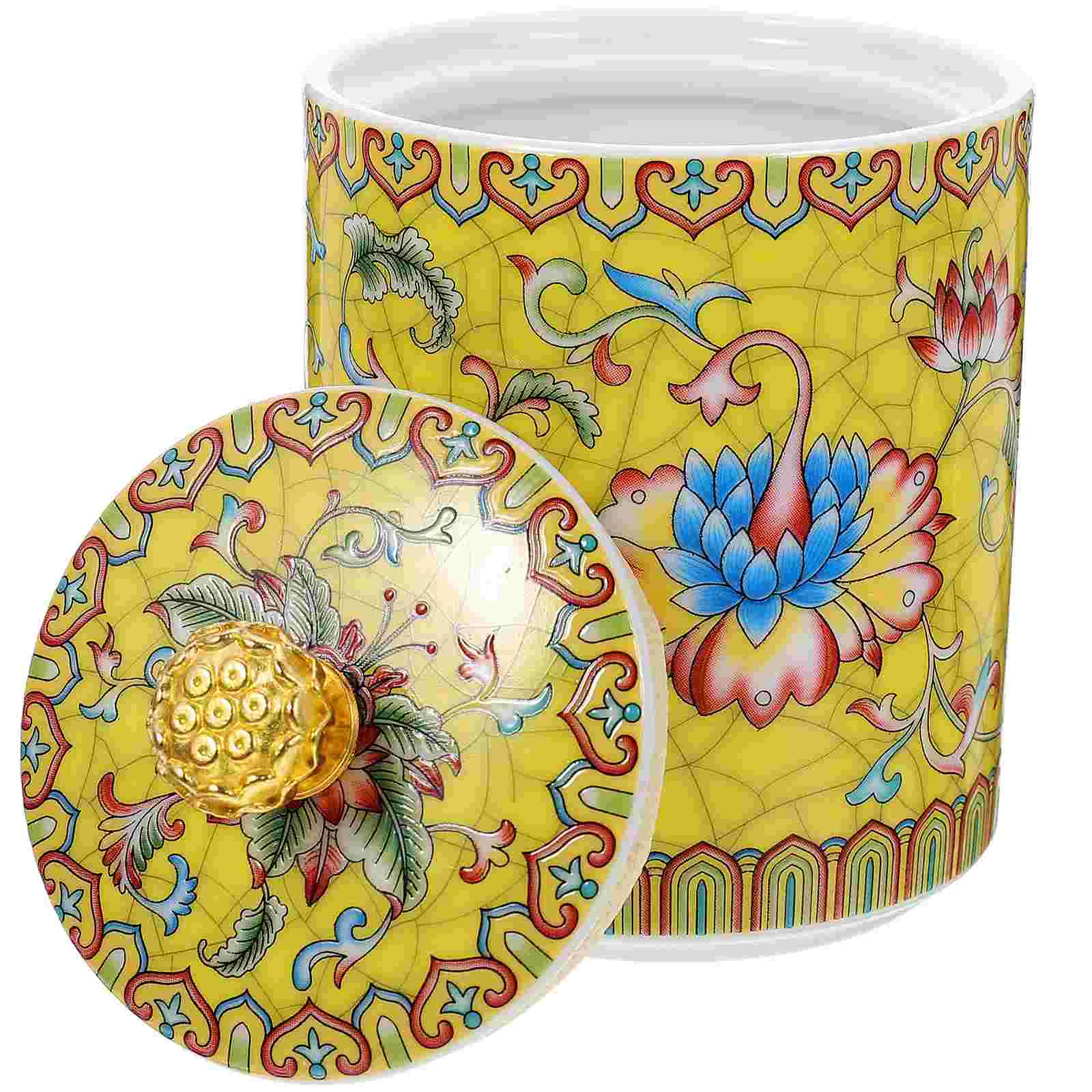 

Jar Ceramic Tea Jars Storage Canister Vintage Candy Pantry Spaghetti Cookie Airtight Porcelain Loose Container Cerealpasta Flour