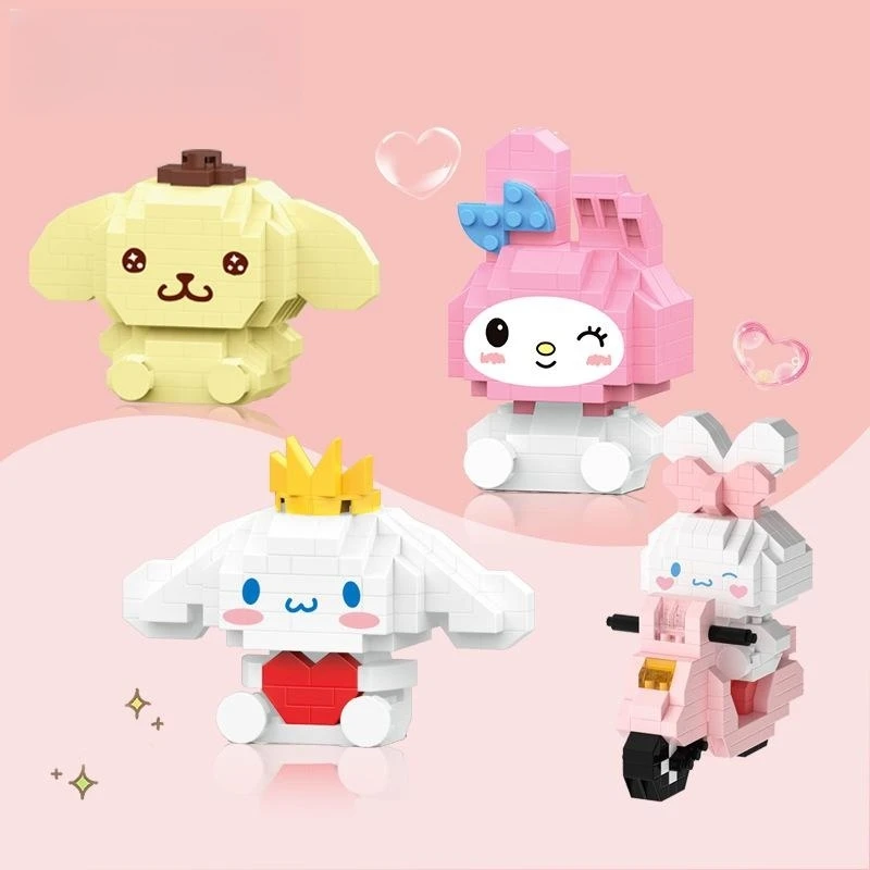 

Sanrio Building Blocks Anime My Melody Cinnamoroll Pompompurin Kuromi Cartoon Figure Building Blocks Bricks Toys for Kids