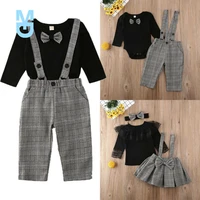 new 0 6years family matching clothes formal set little brother romper suspender pants big sister skirt princess party outfits se