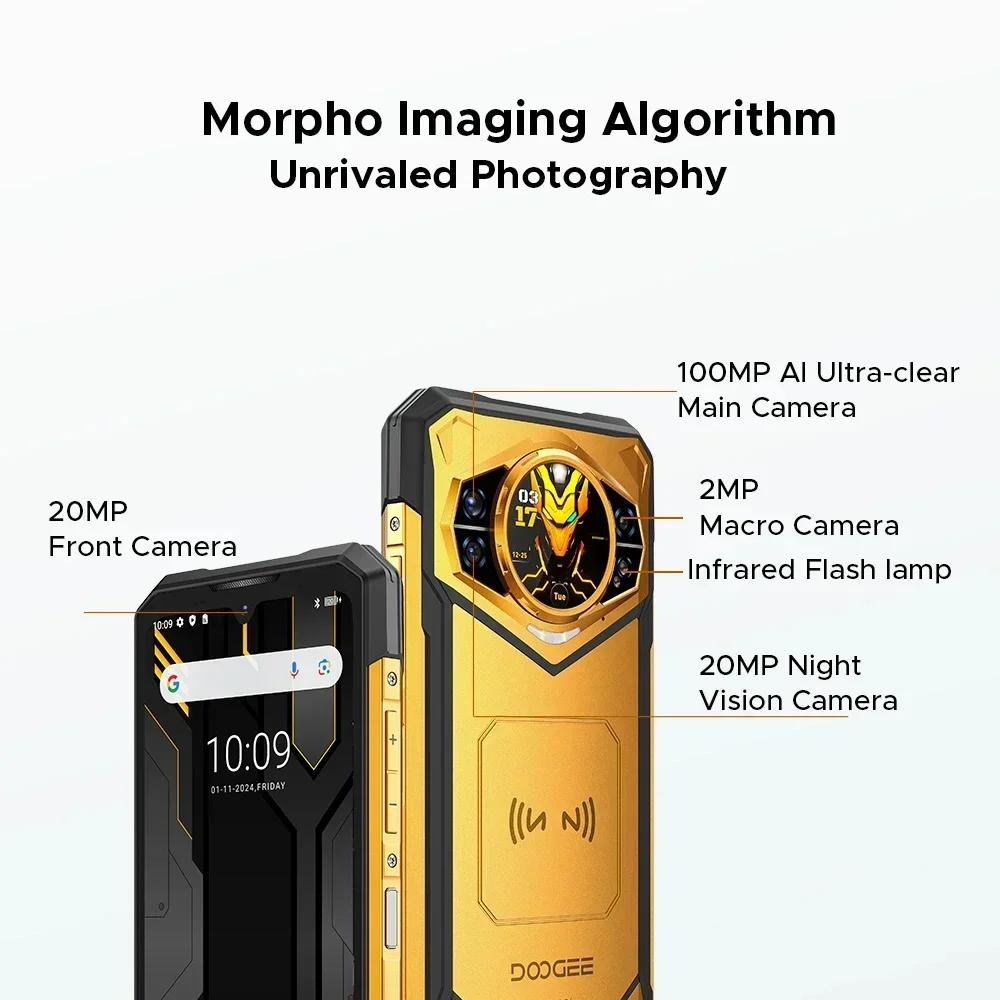 Прочный смартфон DOOGEE S200 X 5G Android 14 12 ГБ ОЗУ 512 ПЗУ 10100 мАч аккумулятор 100 МП 33 Вт 6 7