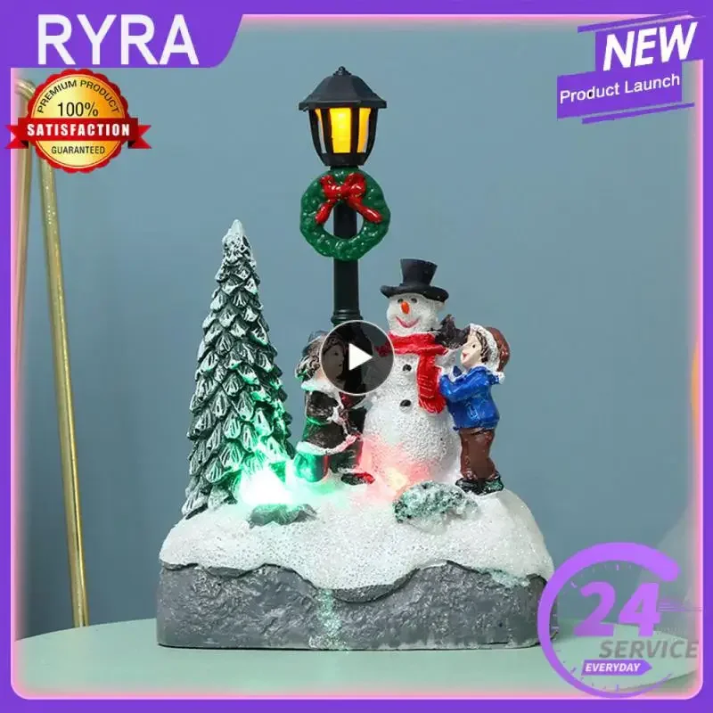 Рождественская деревня Сцена с движением и миниатюрной лампой со светом