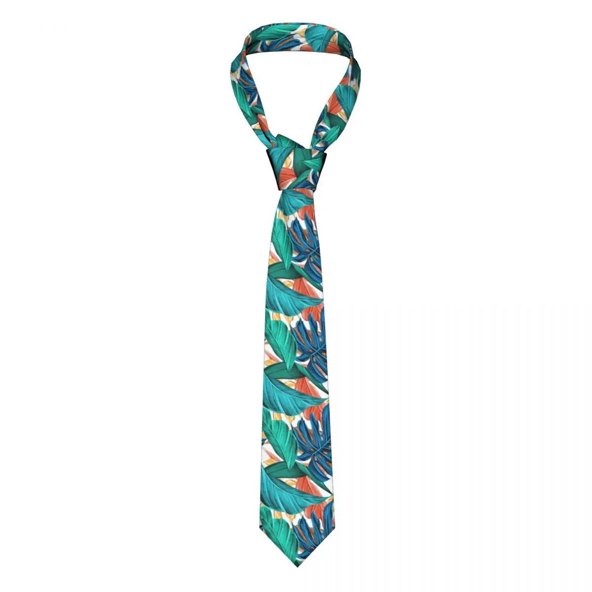 Tropical Leaves Tie Green And Blue Plant Business 8CM Neck Ties For Man Accessories Blouse Fashion Cravat