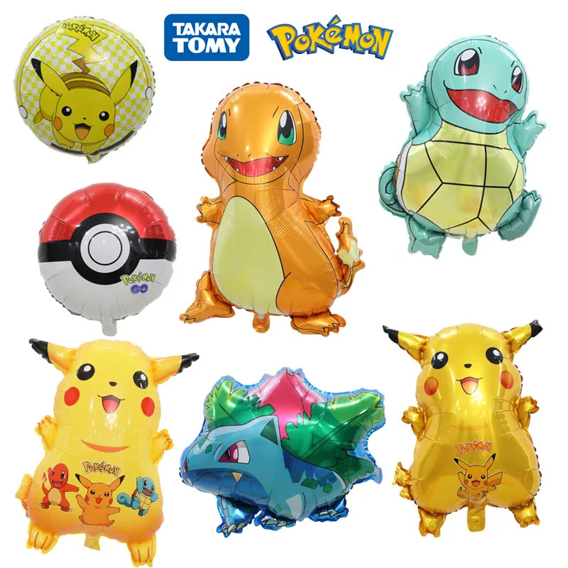 

Pokemon Aluminum Film Balloon Anime Figure Charmander Bulbasaur Pikachu Decoration Supplies Kids Birthday Party Toys Gifts