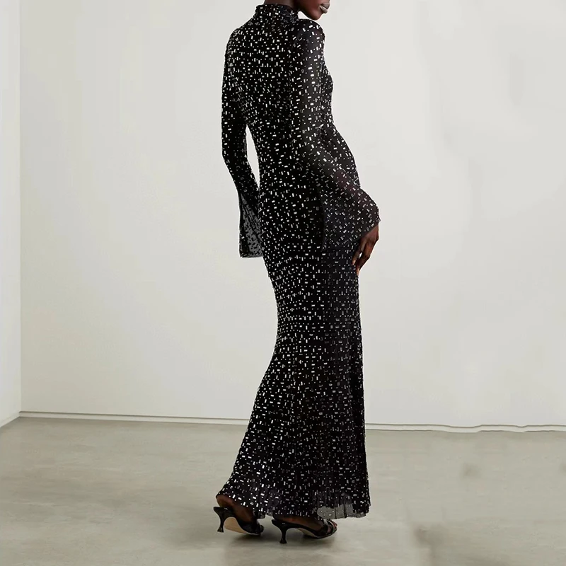 Женское Двухслойное вечернее платье Элегантное Длинное со стразами y2k весна 2024