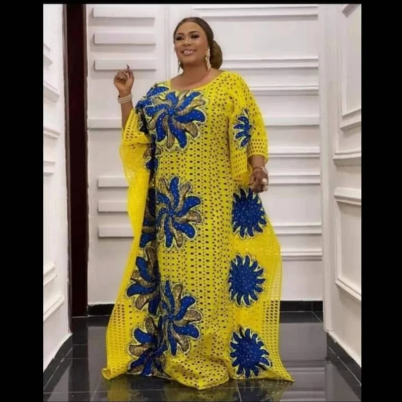 

African Dresses for Women 2022 New African Clothes Dashiki Lace Grand Boubou Robe Africaine Femme Bazin Riche Party Africa Dress