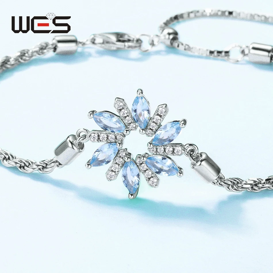 Женский браслет со снежинками из серебра 925 пробы 2 5x2 5 мм