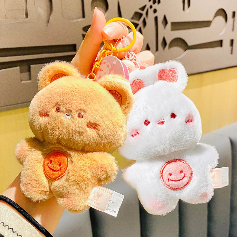 

Abay Creative Plush Keychain Happy Healing Talking Doll Rabbit Bear Kawaii Bag Pendant Couple Gift Toy Anime Accessories