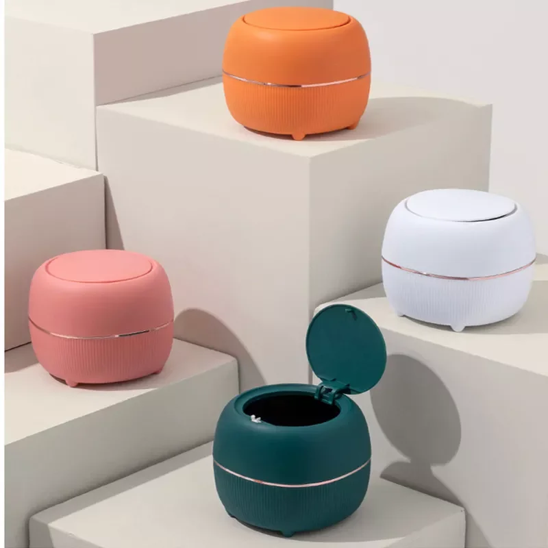 

NEW Living Room Table Trash Can Bedroom Kitchen Dumpster Household Trash Can in the Car Press Paper Basket Plastic Office