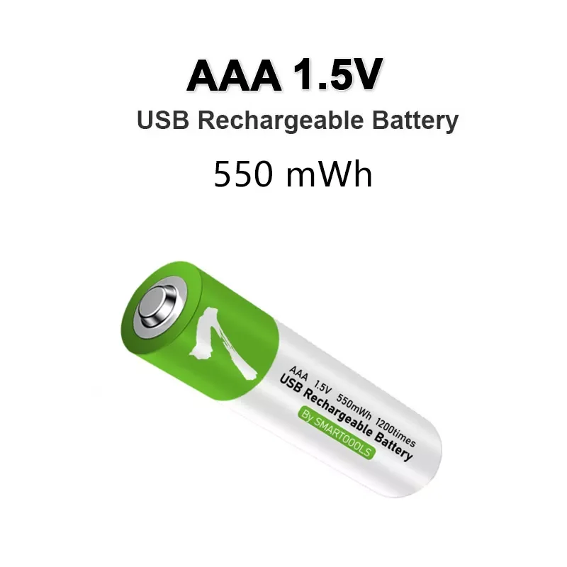 

2023New 100% High capacity 1.5V AAA 550 mWh USB rechargeable li-ion battery for Remote control wireless mouse toy + Cable
