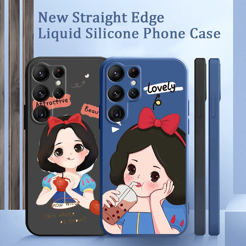 

Phone Case For Samsung Galaxy S22 S21 S20 Pro FE S10 Note 20 Plus Lite Ultra 5G Snow White Alice Disney Girl Liquid Rope Cover
