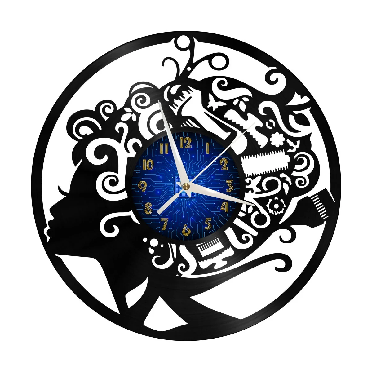 

Salon Girl Vinyl Wall Clock, Vinyl Record Clock Wall Art Silent & Non-ticking