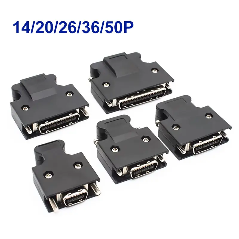 

10pcs SM-SCSI MDR Connector 14P 20P 26P 36P 50 Pin CN1 Servo Plug 3M 10150-3000PE/10350-52A0-008 Cable Wire Solder Type Shell