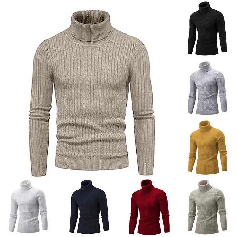 Men'S Sweater Autumn And Winter Thermal High-Necked Twist Bottoming Shirt Warm Sweater Men