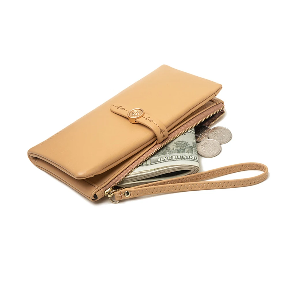 Women Wallet Lady Clutch Leather Plaid Hasp Female Card Holder Long Length Card Holder Phone Bag Money Coin Pocket Ladies Purses