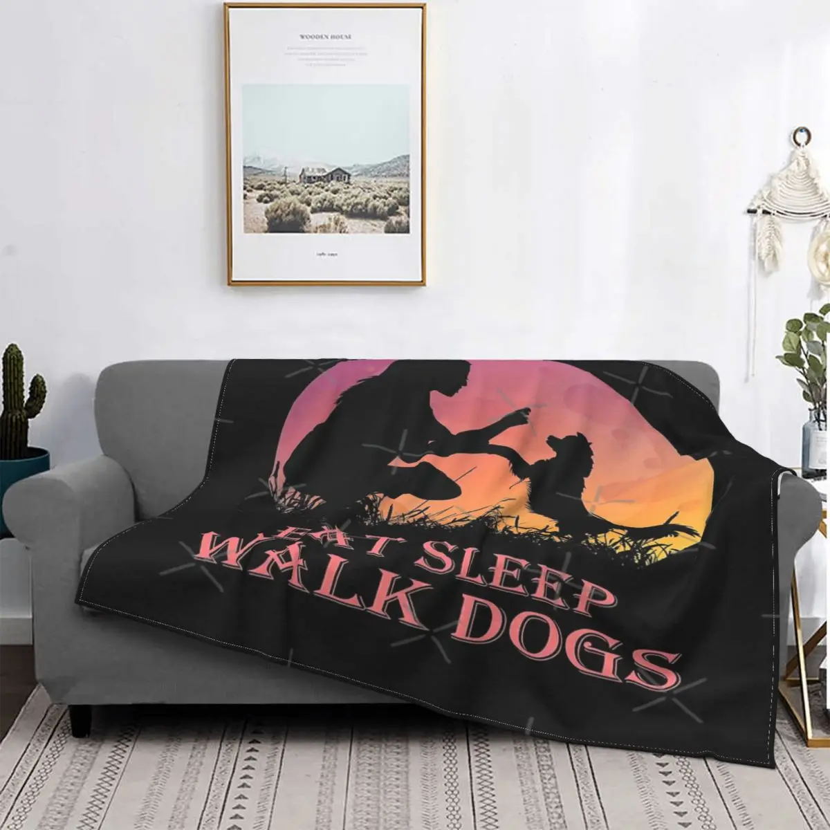 

Eat Sleep Walk-Manta de perro, colcha de cama a cuadros, colcha de lino 150, manta de пикник для cama