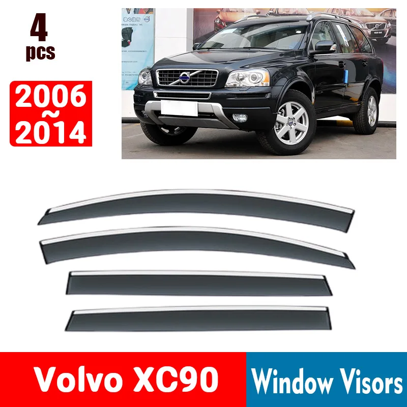 FOR Volvo XC90 2006-2014 Window Visors Rain Guard Windows Rain Cover Deflector Awning Shield Vent Guard Shade Cover Trim