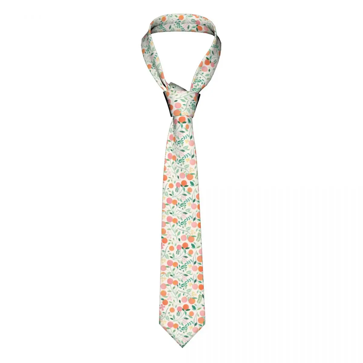 

Flower Green Leaves Peach Men Neckties Skinny Polyester 8 cm Classic Cute Fruit Neck Tie for Men Shirt Accessories Cravat Party