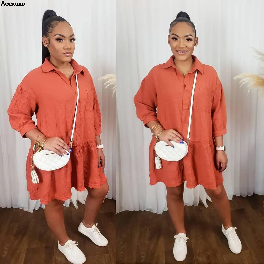 

New women's solid color loose dress