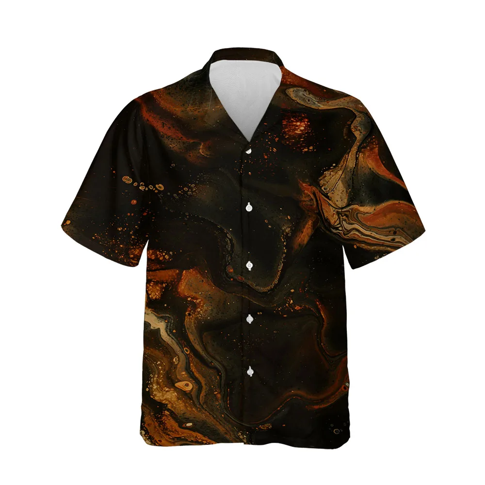 Jumeast 3D Summer Hawaiian Men's Black Short Sleeve Shirt Clothing Casual Fashion Streetwear Blouse Single Breasted Man Clothes