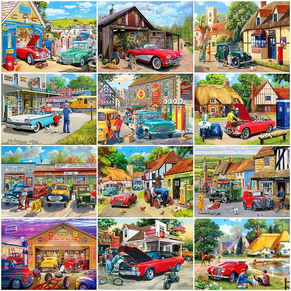

EverShine Diamond Painting Car Needlework New Arrival DIY Embroidery Shop House Cross Stitch Landscape Painting Home Decor