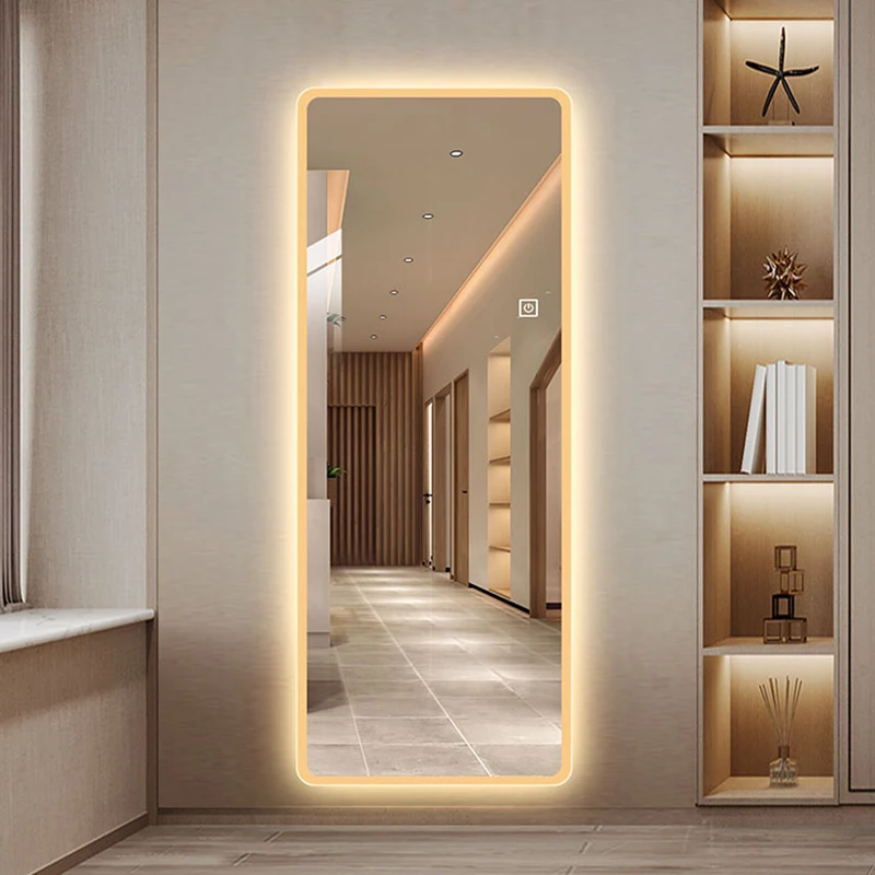 

Большое декоративное зеркало на все тело в эстетике, настенное светодиодное зеркало для макияжа, душа, ванной комнаты, Длинное украшение дл...