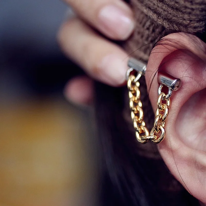 XIALUOKE панк металлическая цепочка серьги гвоздики для женщин новый и уникальный