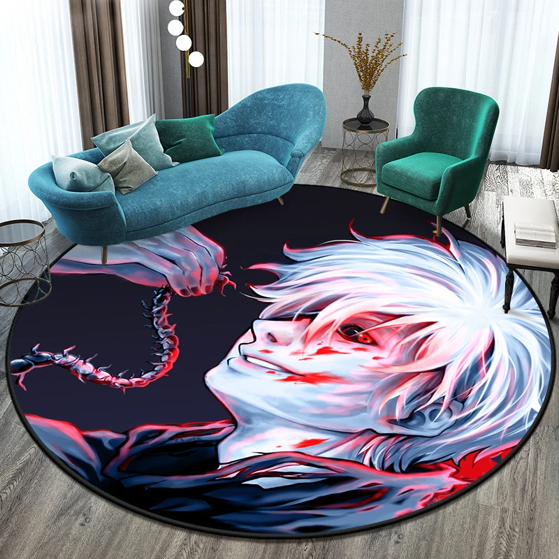 

3D мультяшный Токийский Гуль, круглый ковер, напольный коврик, украшение, подарки, ковер для гостиной, коврик из полиэстера, детская комната