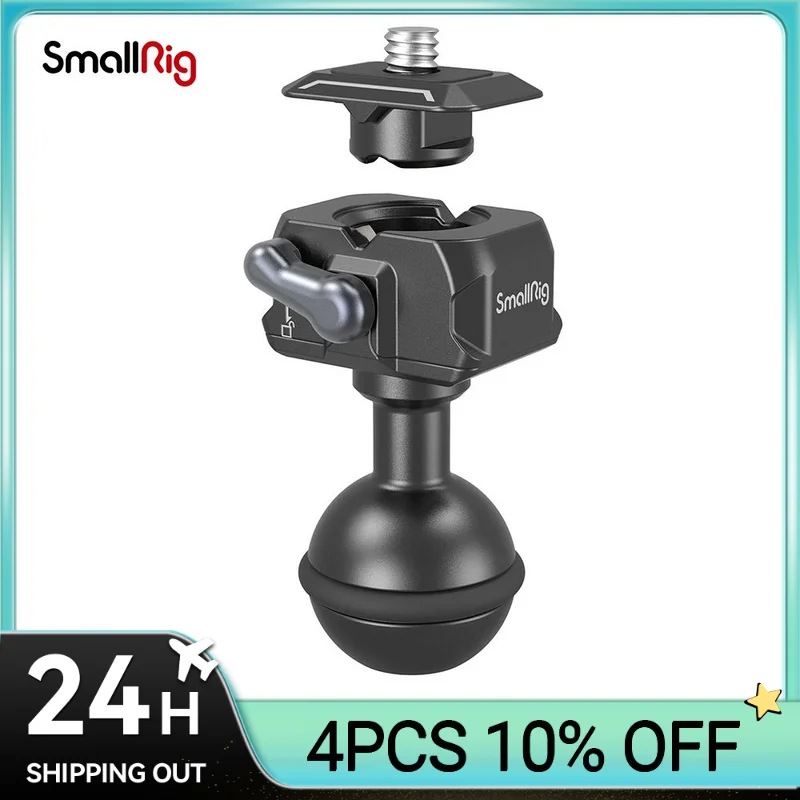 

SmallRig Drop-in HawkLock Mini Quick Release 1/4”-20 Ball Head compatible with monitors/LED lights 3600