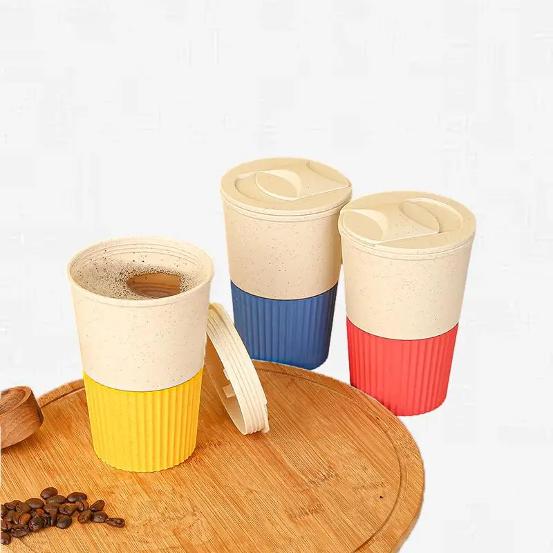

Premium Wheat Straw Coffee Cup with High-Value Design and Lid - Perfect Eco-Friendly Gift