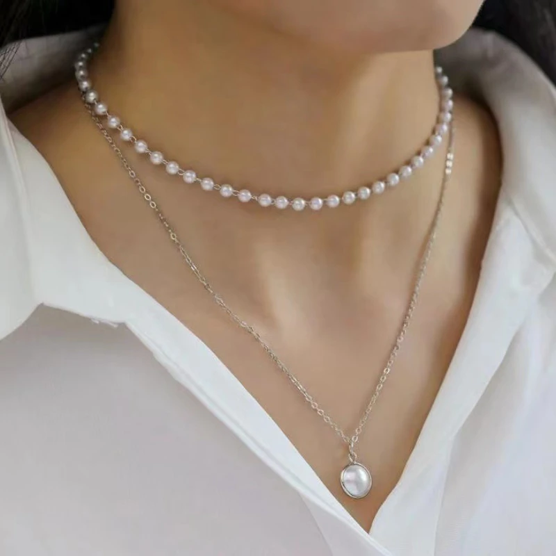 

Новинка 2022, модное ожерелье-чокер с жемчугом в стиле Kpop, милая двухслойная цепочка с кулоном для женщин, ювелирные изделия, подарок для девуш...