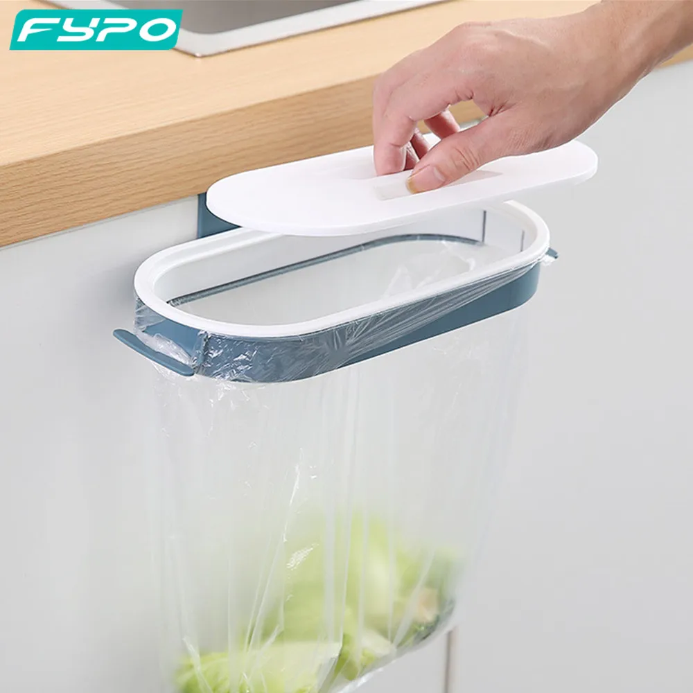 

Cabinet Wall Garbage Bag Holder Kitchen Cabinet Door Basket Hanging Trash Can Garbage Rack With Lid Kitchen Trash Racks