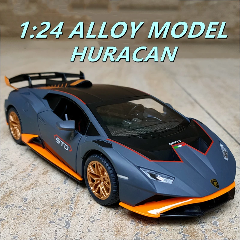 

NEW 1:24 HURACAN STO Sports Car Alloy Car Model Diecasts Metal Toy Car Model Simulation Sound and Light Collection Kids Toy Gift