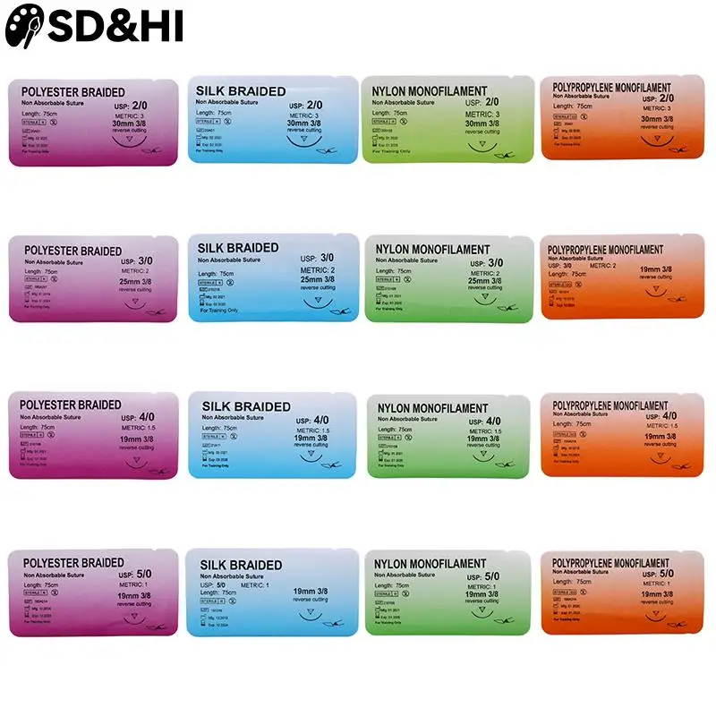 

1 шт., медицинская нить из нейлона, 75 см, 2/0 дюйма, 3/0 дюйма, 4/0 дюйма, 5/0 дюйма