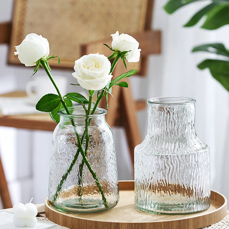 

Creative Glass Vase Nordic Home Decor Accessories Dried Flower Vase Room Decoration Flower Arrangement Container Table Decor