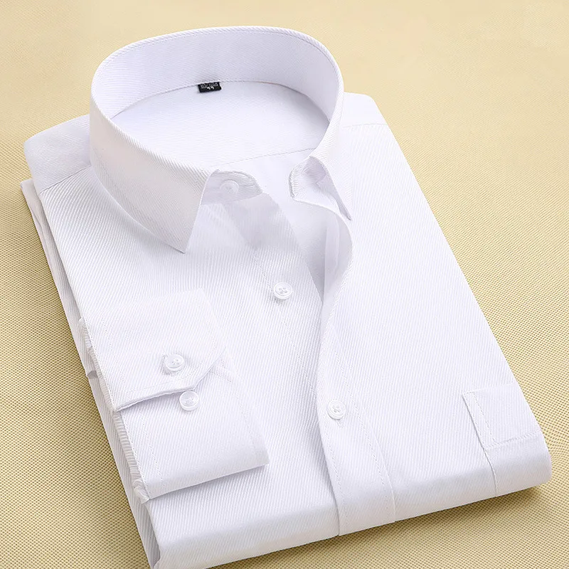 Long Sleeve Slim Men Dress Shirt 2017 Autumn New Fashion Designer High Quality Solid Male Clothing Fit Business Shirts 4XL M431