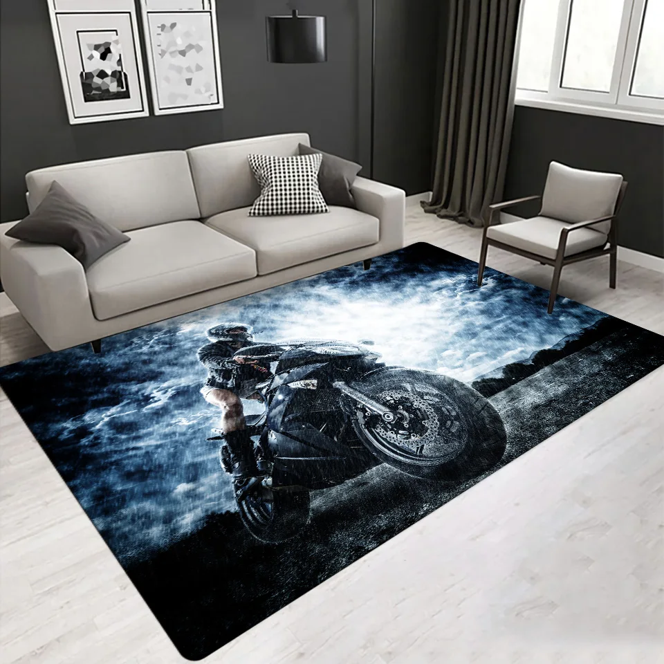 

Motorcycle 3D Printed Carpet For Living Room Modern Home Decoration Boys Bedroom Bedside Mat Coffee Table Soft Non-Slip Area Rug