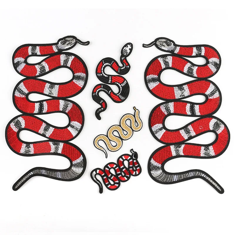 

Large Snake Iron on Embroidered Patches For on Hip-hop punk Clothes jacket Sticker Sew Coat Back Brand Patch Applique Badge