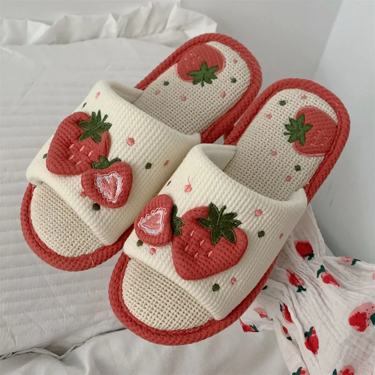 

Сандалии женские из льна и хлопка, Нескользящие, для дома