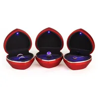 10pcs/lot Luxury Heart-Shaped LED Light Wedding ring box Jewelry Decoration Box double ring box necklace box