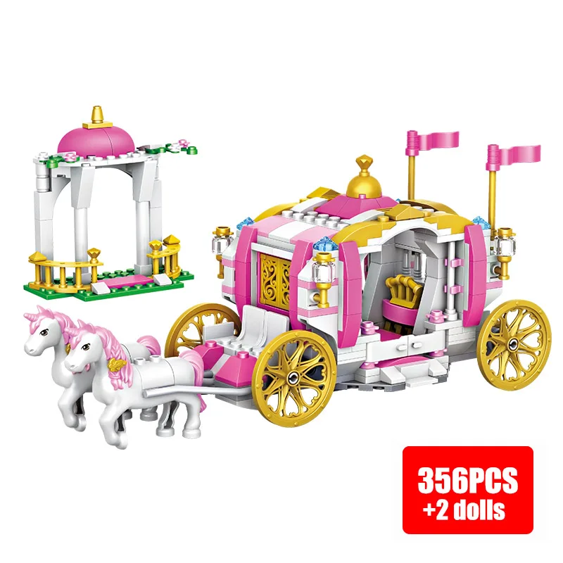 Princess Carriage Horse Disney Frozen Anna Elsa Building Blocks Kit Bricks Classic Movie Model Kids Girl Toys For Children Gifts images - 6