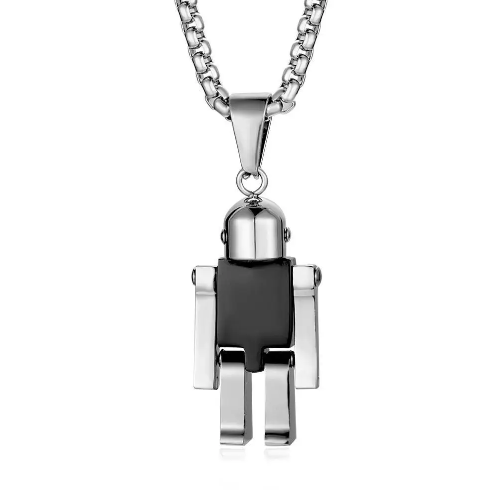 

Punk Robot Mobile Stainless Steel Necklace Men Hip Hop Gothic Long Pendant Necklaces Woman Hip Hop Jewelry Valentine Gift