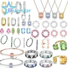 Модные трендовые женские ювелирные изделия Swa 2022, Австрийское ожерелье с кристаллами, блестящее кольцо, большие серьги с рыбьим крючком