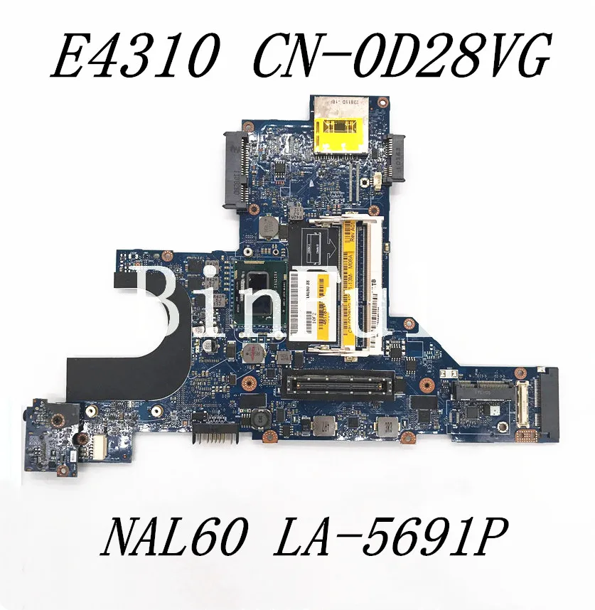 CN-0D28VG 0D28VG D28VG материнская плата для ноутбука DELL E4310 наль60 LA-5691P W/I5-580M CPU HM55 DDR3 100%