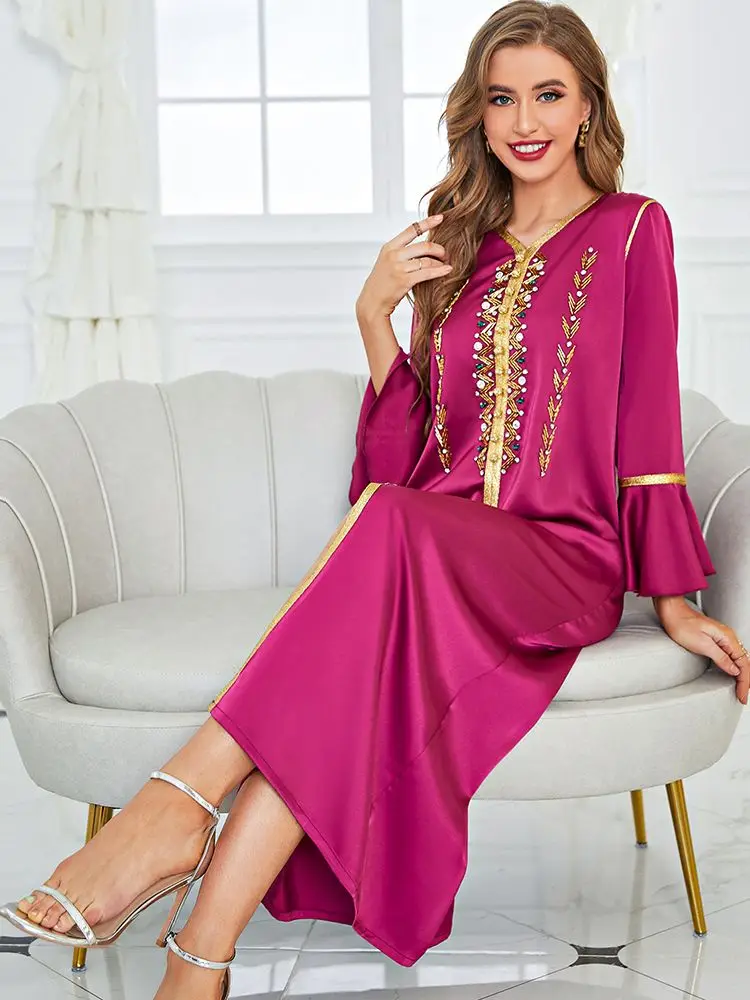 Рамадан, атласная абайя, Дубай, Пакистан, арабский, турецкий, мусульманский длинный сарафан, африканские платья для женщин, арабское платье