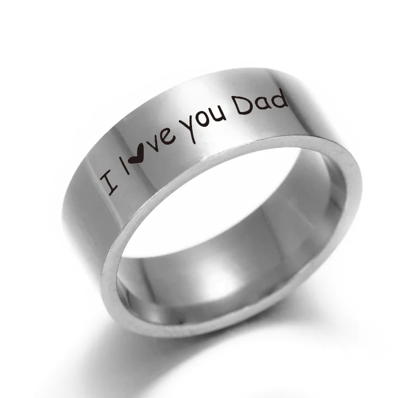 

Sinogaa Scene Emo Silver Color Stainless Steel Men Rings Engraving Text L LOVE YOU DAD For Father's Day Gifts Jewelry Wholesale
