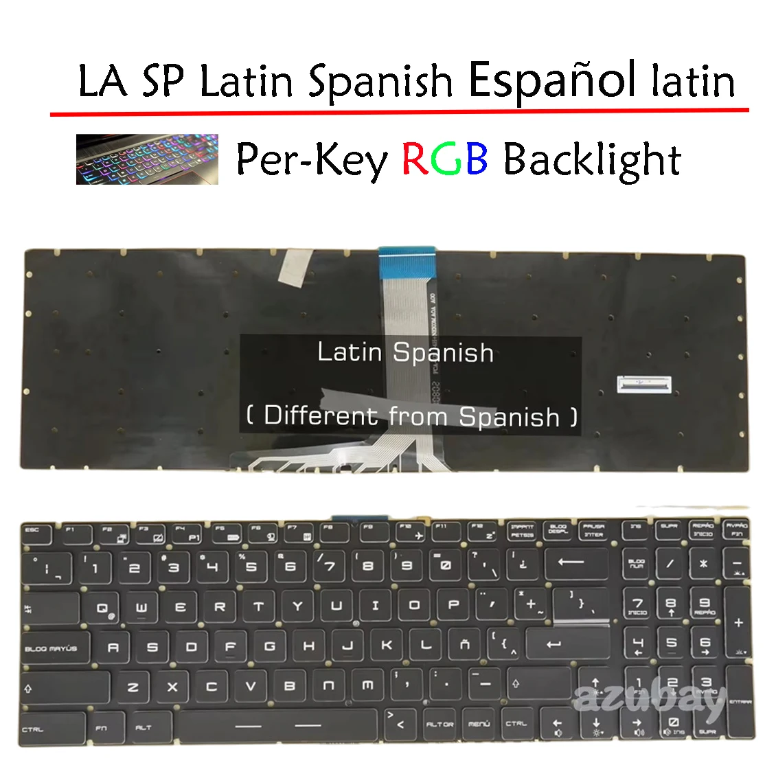 Фото Латинская испанская клавиатура для MSI GE63 GE73 GE63VR GE73VR GT63 GX63VR GS75 GE65 GE75 MS-16P3 MS-17C1 MS-16P1 Per-Key RGB с подсветкой №3