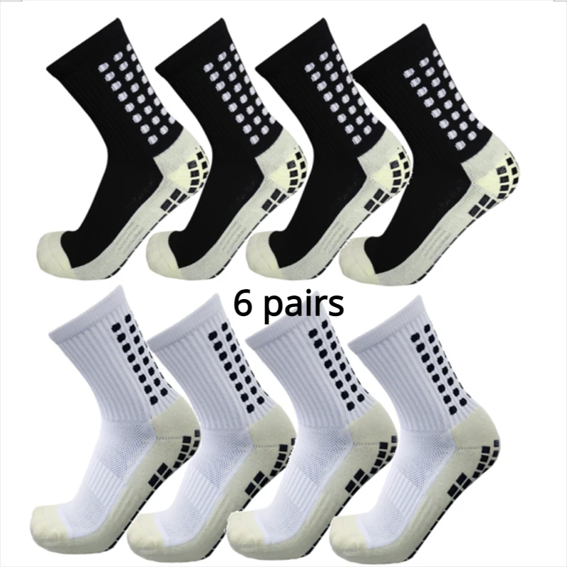 

Нескользящие футбольные носки для мужчин и женщин, нескользящие спортивные носки для футбола, баскетбола, тенниса, с захватом, для велоспорта, для верховой езды, 38-45, 6 пар