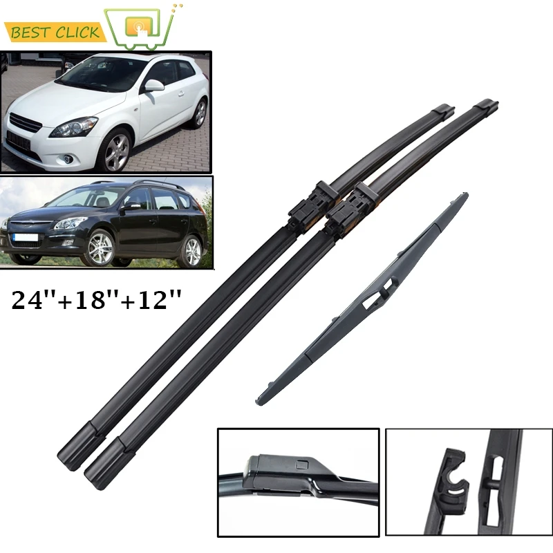 

Misima 24 "18" 12 "крышки стеклоочистителей лобового стекла для Kia Ceed 2006-2009 2008 переднее и заднее окно для Hyundai I30 2007-2010