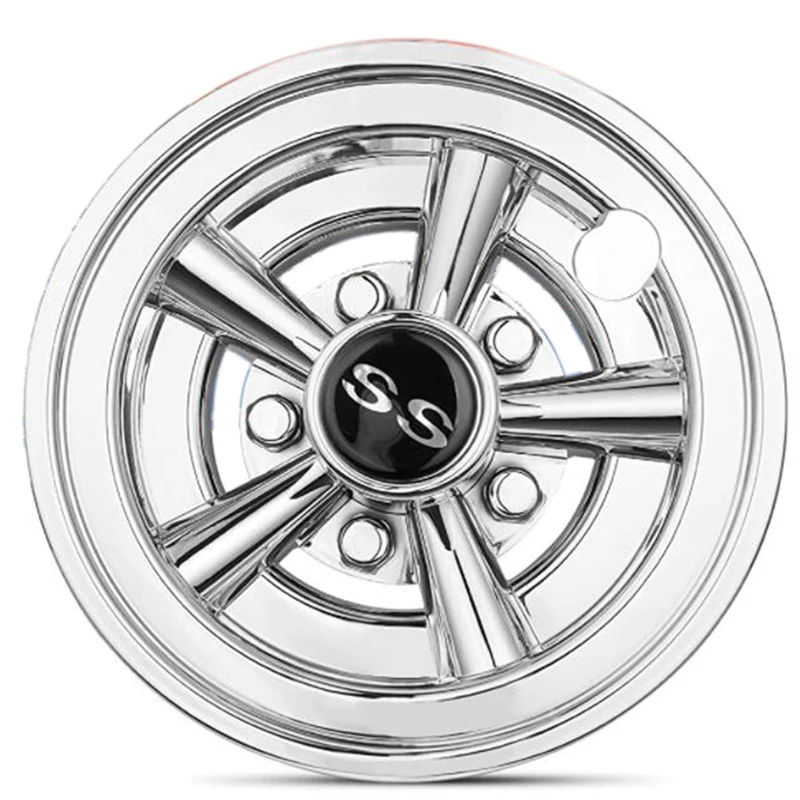 4Pcs Golf Cart Hubcaps,8 Inch SS Chrome Golf Cart Hub Caps,S
